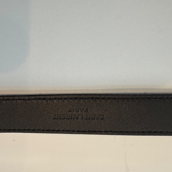 Yves Saint Laurent Cassandre Suede Belt, Black, 75cm - Picture 3 of 6